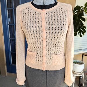 Guinevere Anthropology Peach Pink Knit Cardi
